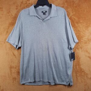 PAIGE Shirt Mens Large Gray Pullover Polo Short Sleeve 100% Linen SHELTON $149